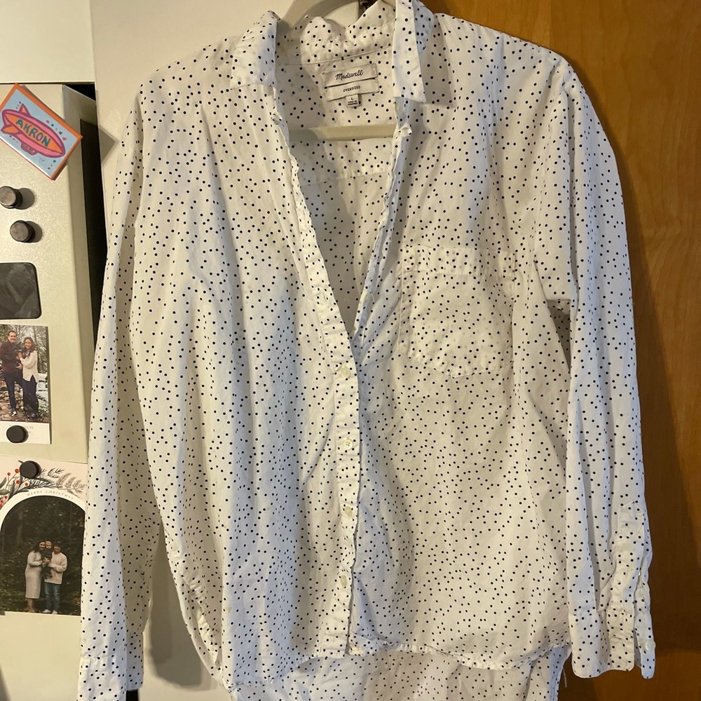 Madewell oversized polka dot button up xl